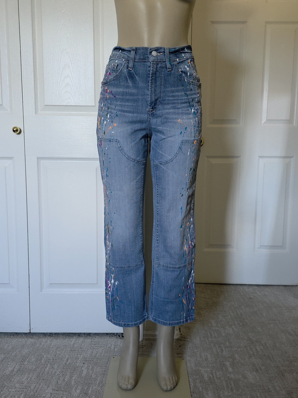 Ariat Light Blue Paint-Splatter Wide-Leg Jeans